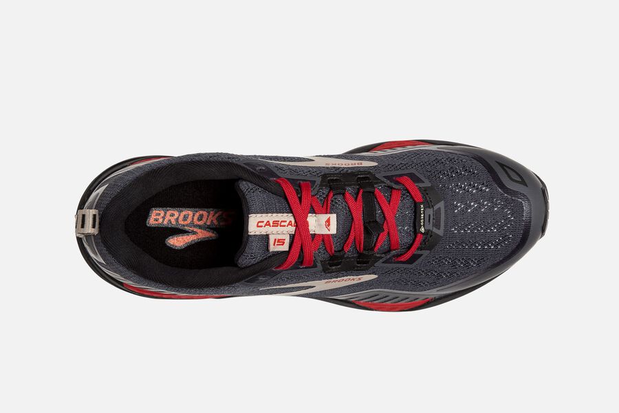 Brooks Running Shoes - Cascadia 15 GTX Trail Mens - Black/Red - MUI-438650